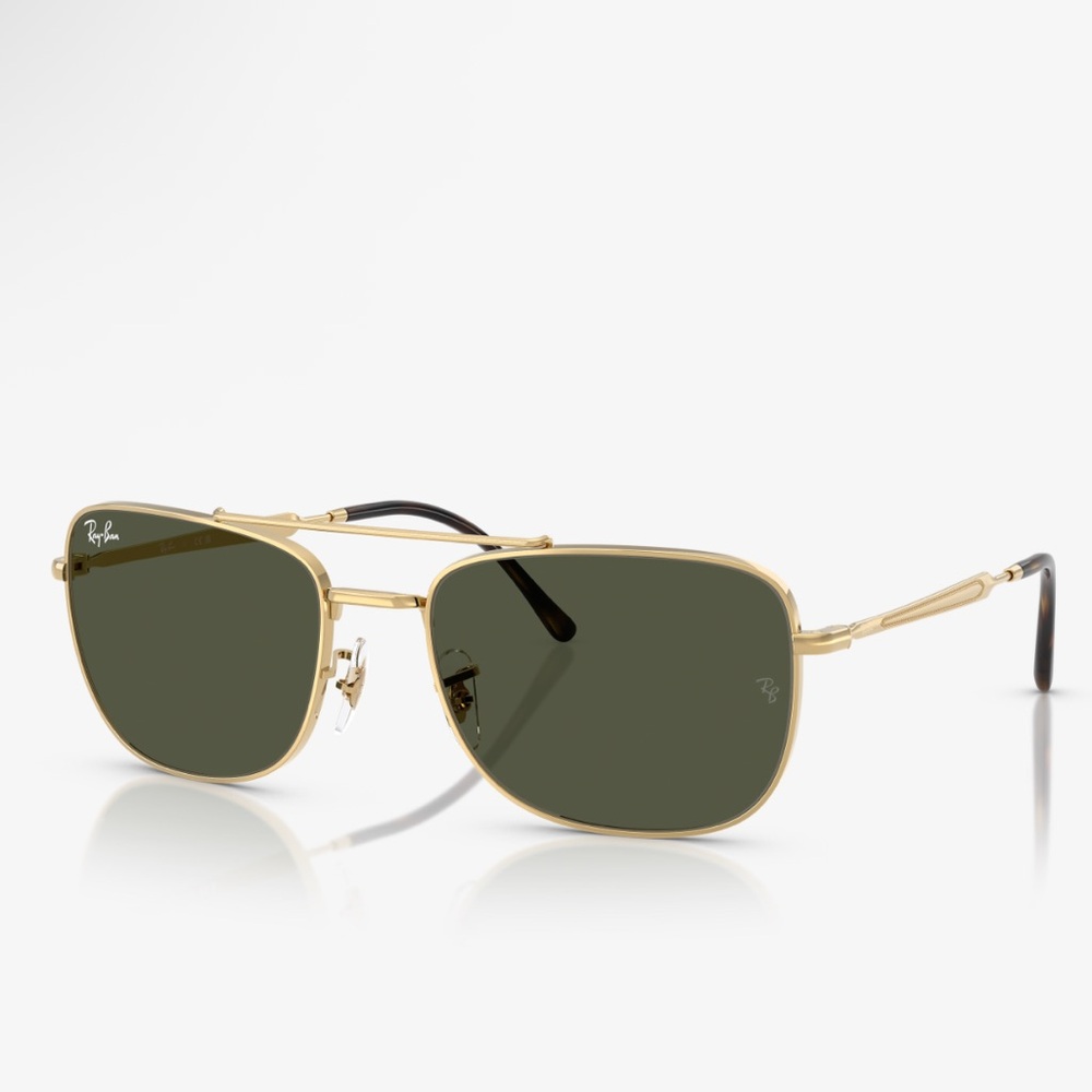 Ray-Ban Gold Frame Sunglasses with Dark Green Lenses
